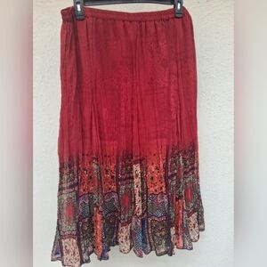 Anu XL  100% Rayon Floral Maxi Skirt